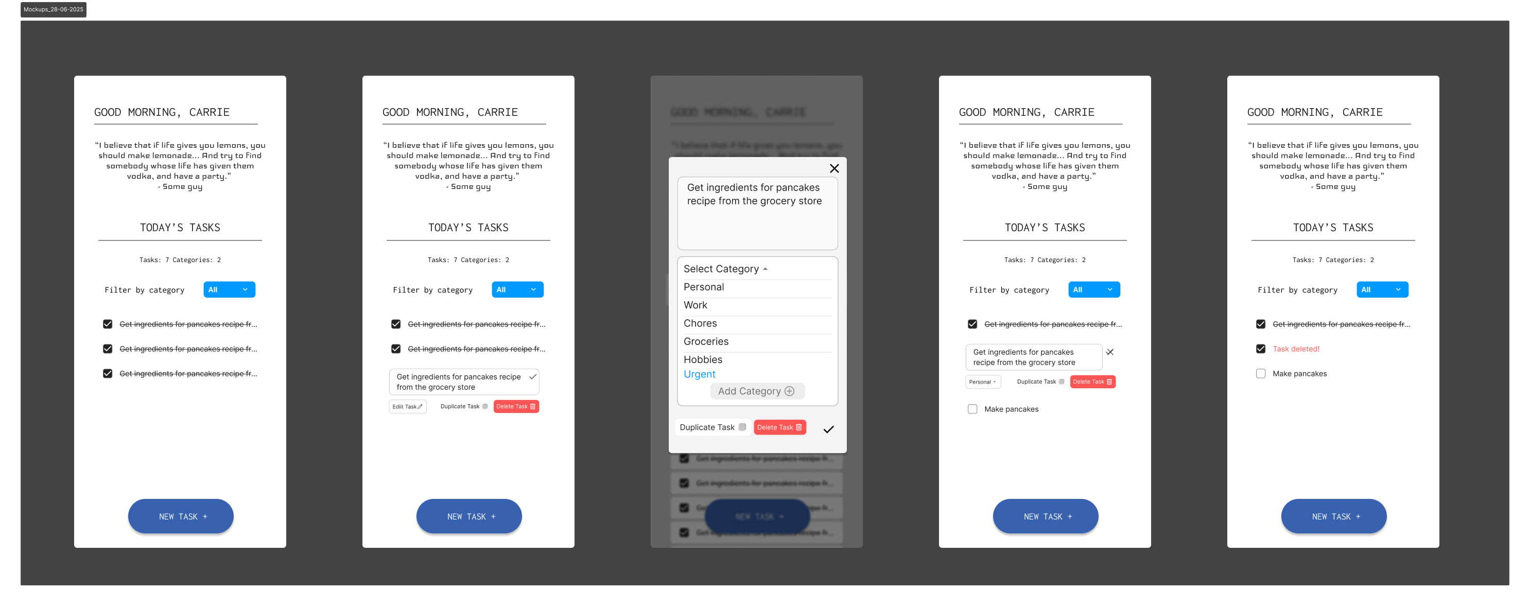 Todo app task list placeholder